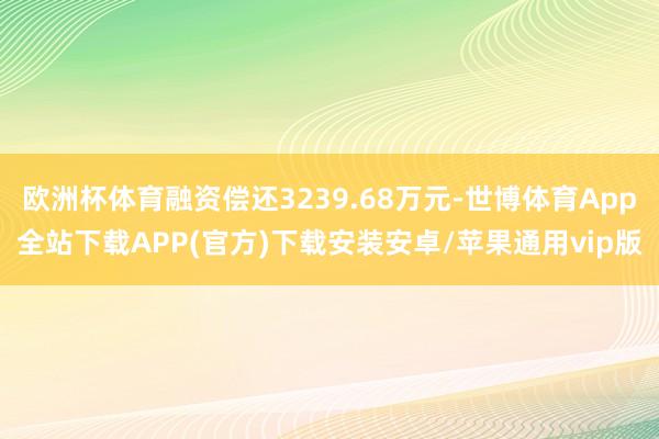 欧洲杯体育融资偿还3239.68万元-世博体育App全站下载APP(官方)下载安装安卓/苹果通用vip版